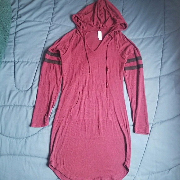 Maroon Hoodie Dress/ Cover-up/ Nightgown - Picture 1 of 3